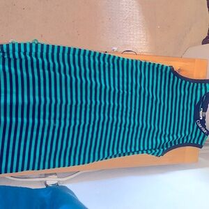 BEAUTIFUL CALVIN KLEIN STRIPED LONG DRESS SIZE SMALL GOOD CONDITION turquoise